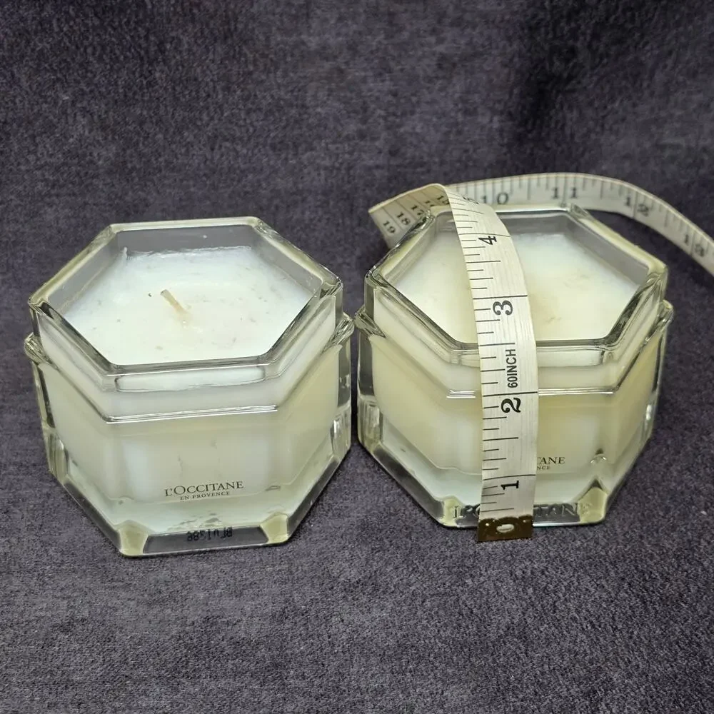 L'Occitane En Provence Scented Candle 3.5 oz Glass Jar Set of 2